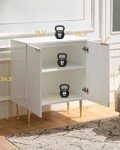SICOTAS Buffet Cabinet Sideboard Set of 2 Credenza Kitchen Storage Cabinet with Doors and Adjustable Shelf, Modern Buffet Table Console Coffee Bar Cabinet for Entryway Living Dining Room, White