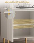 SICOTAS Buffet Cabinet Sideboard Set of 2 Credenza Kitchen Storage Cabinet with Doors and Adjustable Shelf, Modern Buffet Table Console Coffee Bar Cabinet for Entryway Living Dining Room, White