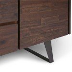 SIMPLIHOME Lowry SOLID ACACIA WOOD 60 inch Inrial Sideboard Buffet and Wine Rack in Distressed Charcoal Brown features 2 Doors, 3 Drawers and 2 Cabinets with Large storage spaces