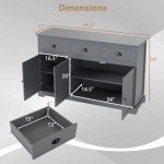 Giantex Sideboard Buffet Server Storage Cabinet Console Table Home Kitchen Dining Room Furniture Entryway Cupboard with 2 Cabinets and 3 Drawers Adjustable Shelves, Gray