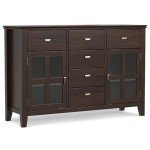 SIMPLIHOME Artisan Solid Pine Wood 54 inch Contemporary Sideboard Buffet Credenza in Dark Chestnut Brown features 2 Doors, 6 Drawers and 2 Cabinets with Large storage spaces