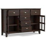 SIMPLIHOME Artisan Solid Pine Wood 54 inch Contemporary Sideboard Buffet Credenza in Dark Chestnut Brown features 2 Doors, 6 Drawers and 2 Cabinets with Large storage spaces