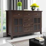 SIMPLIHOME Artisan Solid Pine Wood 54 inch Contemporary Sideboard Buffet Credenza in Dark Chestnut Brown features 2 Doors, 6 Drawers and 2 Cabinets with Large storage spaces