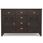 SIMPLIHOME Artisan Solid Pine Wood 54 inch Contemporary Sideboard Buffet Credenza in Dark Chestnut Brown features 2 Doors, 6 Drawers and 2 Cabinets with Large storage spaces