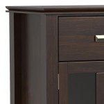 SIMPLIHOME Artisan Solid Pine Wood 54 inch Contemporary Sideboard Buffet Credenza in Dark Chestnut Brown features 2 Doors, 6 Drawers and 2 Cabinets with Large storage spaces