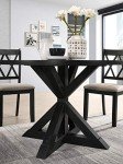 Roundhill Furniture Windvale Cross-Buck Base Dining Table, Black