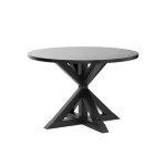 Roundhill Furniture Windvale Cross-Buck Base Dining Table, Black