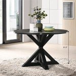 Roundhill Furniture Windvale Cross-Buck Base Dining Table, Black