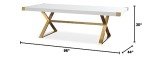 TOV Furniture The Adeline Collection Modern Handcrafted Lacquer Finished Wood & Stainless Steel Dining Table, White