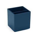 Poppin Desktop Starter Set - Slate Blue. Includes Stapler, Tape Dispenser, Two-Compartment Pen Cup and Set of 6 Retractable Gel Luxe Pens with 1mm Tip. Complete Office Stationery Set.