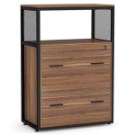 Rustic 2 Drawer Lateral File Cabinet with Lock