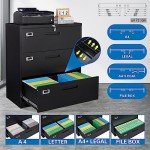 BYNSOE Lateral File Cabinet with Lock,Metal Storage File Cabinet 3 Drawer,Steel Lateral File Cabinet for Legal/Letter A4 Size,Wide File Cabinet for Office Home,Assembly Required