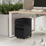 Mount-It! Mobile File Cabinet with 3 Drawers | Under Desk Rolling Storage with Lock for Supplies, Files, and Materials, Mobile Space Saving for Home and Office