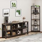 FATORRI 8 Cube Storage Organizer Bookshelf, Rustic Wood Cubby Bookcase, Industrial Horizontal Long Shelf for Living Room (Walnut Brown, 62 Inch)