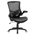 X XISHE Ergonomic Adjustable Height Home Desk, Swivel Mesh Midback Computer Lumbar Support and Flip-up Armrests Executive Office Task Chair, Black, 22.5x24x42