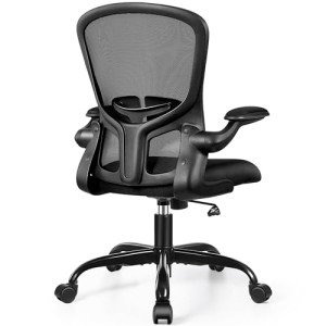FelixKing Office Chair, Ergonomic Desk Chair with Adjustable Height, Swivel Computer Mesh Chair with Lumbar Support and Flip-up Arms, Backrest with Breathable Mesh (Black)