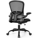 FelixKing Office Chair, Ergonomic Desk Chair with Adjustable Height, Swivel Computer Mesh Chair with Lumbar Support and Flip-up Arms, Backrest with Breathable Mesh (Black)