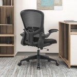 FelixKing Office Chair, Ergonomic Desk Chair with Adjustable Height, Swivel Computer Mesh Chair with Lumbar Support and Flip-up Arms, Backrest with Breathable Mesh (Black)