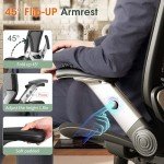 GABRYLLY Ergonomic Mesh Office Chair, High Back Desk Chair - Adjustable Headrest with Flip-Up Arms, Tilt Function, Lumbar Support and PU Wheels, Swivel Computer Task Chair