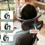 GABRYLLY Ergonomic Mesh Office Chair, High Back Desk Chair - Adjustable Headrest with Flip-Up Arms, Tilt Function, Lumbar Support and PU Wheels, Swivel Computer Task Chair