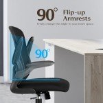 FelixKing Office Chair, Ergonomic Desk Chair with Adjustable Height, Swivel Computer Mesh Chair with Lumbar Support and Flip-up Arms, Backrest with Breathable Mesh (Black)
