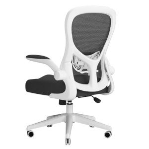 Hbada Ergonomic Office Chair Work Desk Chair Computer Breathable Mesh Chair with Adjustable Lumbar Support and Flip Up Arms, White