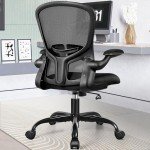 FelixKing Office Chair, Ergonomic Desk Chair with Adjustable Height, Swivel Computer Mesh Chair with Lumbar Support and Flip-up Arms, Backrest with Breathable Mesh (Black)
