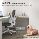 Hbada Ergonomic Office Chair Work Desk Chair Computer Breathable Mesh Chair with Adjustable Lumbar Support and Flip Up Arms, White