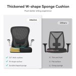 Hbada Ergonomic Office Chair Work Desk Chair Computer Breathable Mesh Chair with Adjustable Lumbar Support and Flip Up Arms, White