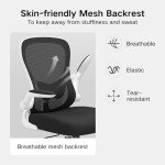 Hbada Ergonomic Office Chair Work Desk Chair Computer Breathable Mesh Chair with Adjustable Lumbar Support and Flip Up Arms, White