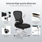 Hbada Ergonomic Office Chair Work Desk Chair Computer Breathable Mesh Chair with Adjustable Lumbar Support and Flip Up Arms, White