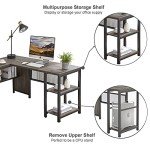 FATORRI L Shaped Computer Desk, Industrial Home Office Desk with Shelves, Rustic Wood and Metal Corner Desk (Walnut Brown, 59 Inch)