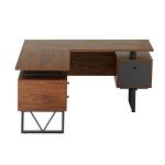 Reversible L-Shaped Desk with File Cabinet - Brown