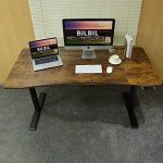 bilbil Dual Motor Electric Standing Desk, 63 x 30 Inch Height Adjustable Sit Stand Table with Splice Board, Stand up Home Office Desk, Black Frame/Rustic Brown Top