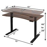 bilbil Dual Motor Electric Standing Desk, 63 x 30 Inch Height Adjustable Sit Stand Table with Splice Board, Stand up Home Office Desk, Black Frame/Rustic Brown Top