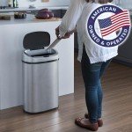 iTouchless 13 Gallon SensorCan Touchless Trash Can with Odor Control System, Stainless Steel, Oval Shape Kitchen Bin