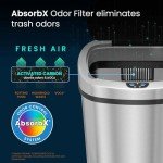 iTouchless 13 Gallon SensorCan Touchless Trash Can with Odor Control System, Stainless Steel, Oval Shape Kitchen Bin