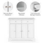Crosley Furniture Avery Kitchen Island with Faux Marble Top, Distressed White