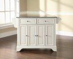 Crosley Furniture Lafayette Full Size Kitchen Island with Solid Gray Granite Top, White
