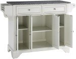 Crosley Furniture Lafayette Full Size Kitchen Island with Solid Gray Granite Top, White