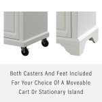 Crosley Furniture Lafayette Full Size Kitchen Island with Solid Gray Granite Top, White