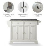 Crosley Furniture Lafayette Full Size Kitchen Island with Solid Gray Granite Top, White