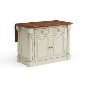Homestyles Monarch Kitchen Island Set, 50 Inch Width, Antique White