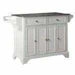 Crosley Furniture Lafayette Full Size Kitchen Island with Solid Gray Granite Top, White