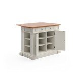 Homestyles Americana Kitchen Island with Wood Top and Drop Leaf Breakfast Bar, Storage with Drawers and Adjustable Shelves, 50 Inch Width, 49.75 inches, Off White