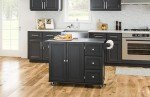 Homestyles Kitchen Cart with Stainless Steel Metal Top, Rolling Mobile Kitchen Island with Storage and Towel Rack, 54 Inch Width, Black