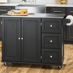 Homestyles Kitchen Cart with Stainless Steel Metal Top, Rolling Mobile Kitchen Island with Storage and Towel Rack, 54 Inch Width, Black