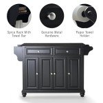 Crosley Furniture Full Size Kitchen Island with Solid Black Granite Top