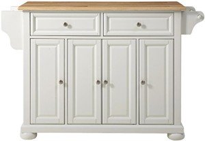 Crosley Furniture Alexandria Kitchen Island with Natural Wood Top - White