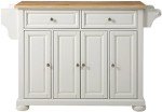 Crosley Furniture Alexandria Kitchen Island with Natural Wood Top - White